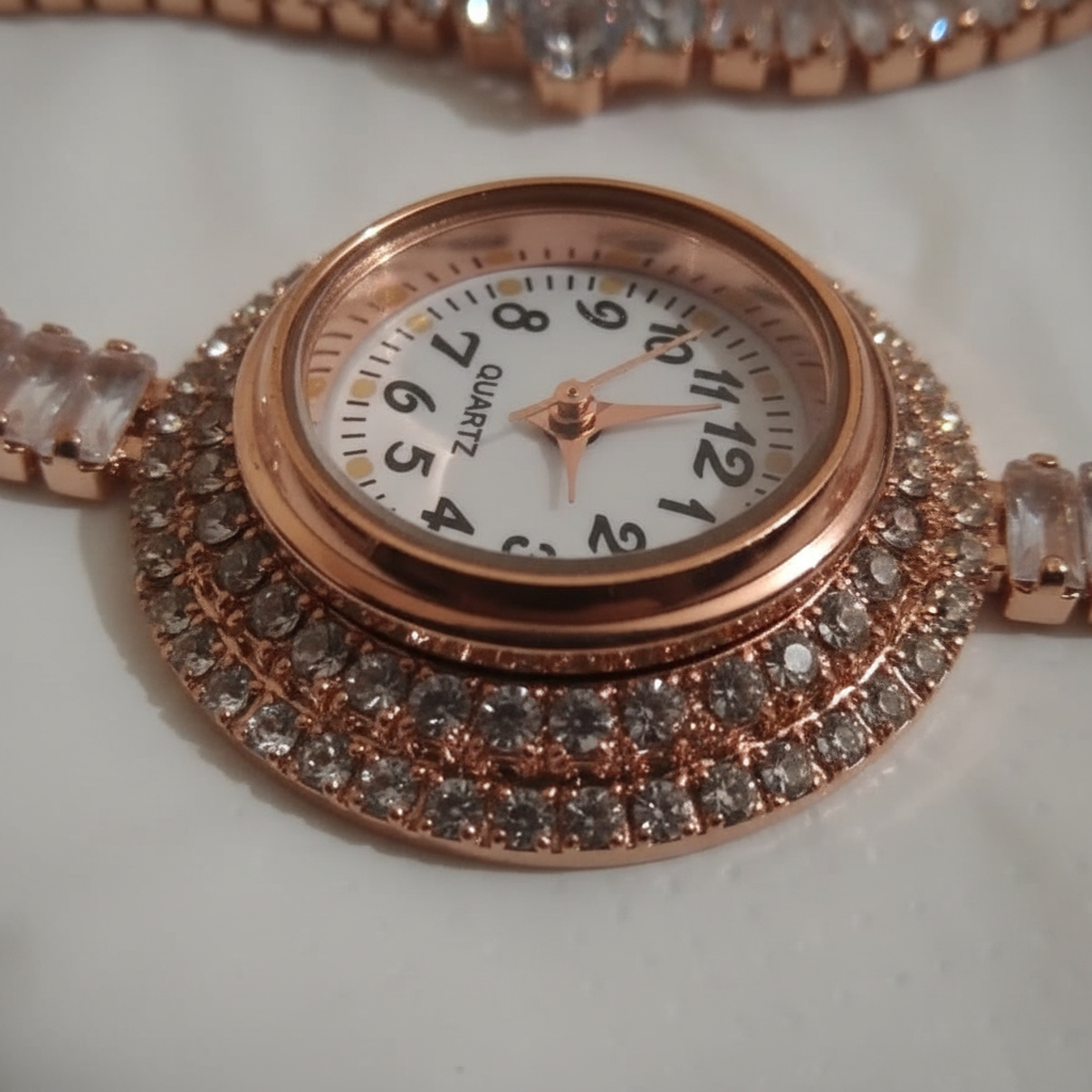 Macro detail of crystal bezel