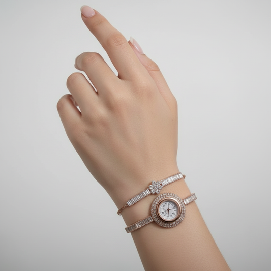 Watch and bracelet on hand