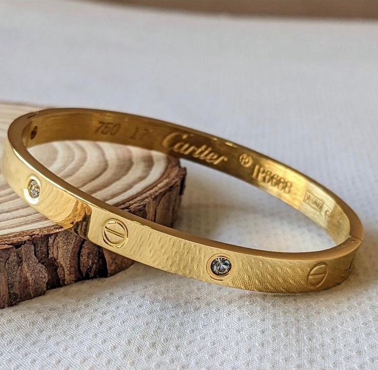 Gold Crystal Screw Bangle Bracelet