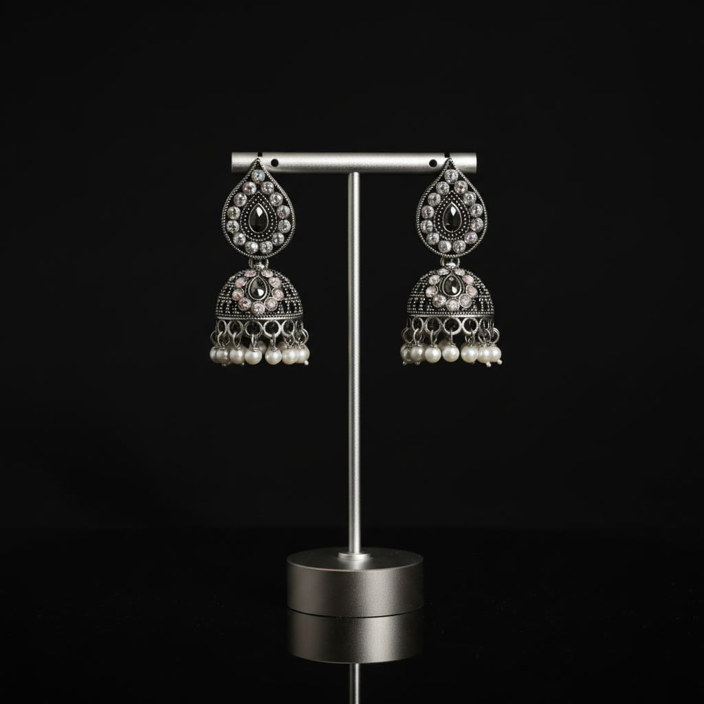 Earring stand with black background
