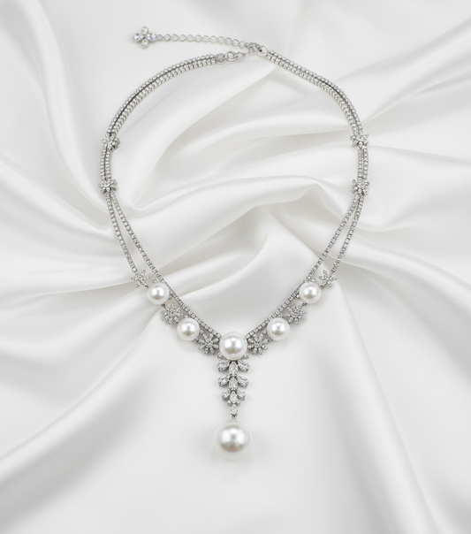 Flat lay on white silk