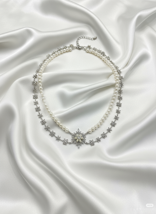 Flat lay on white silk