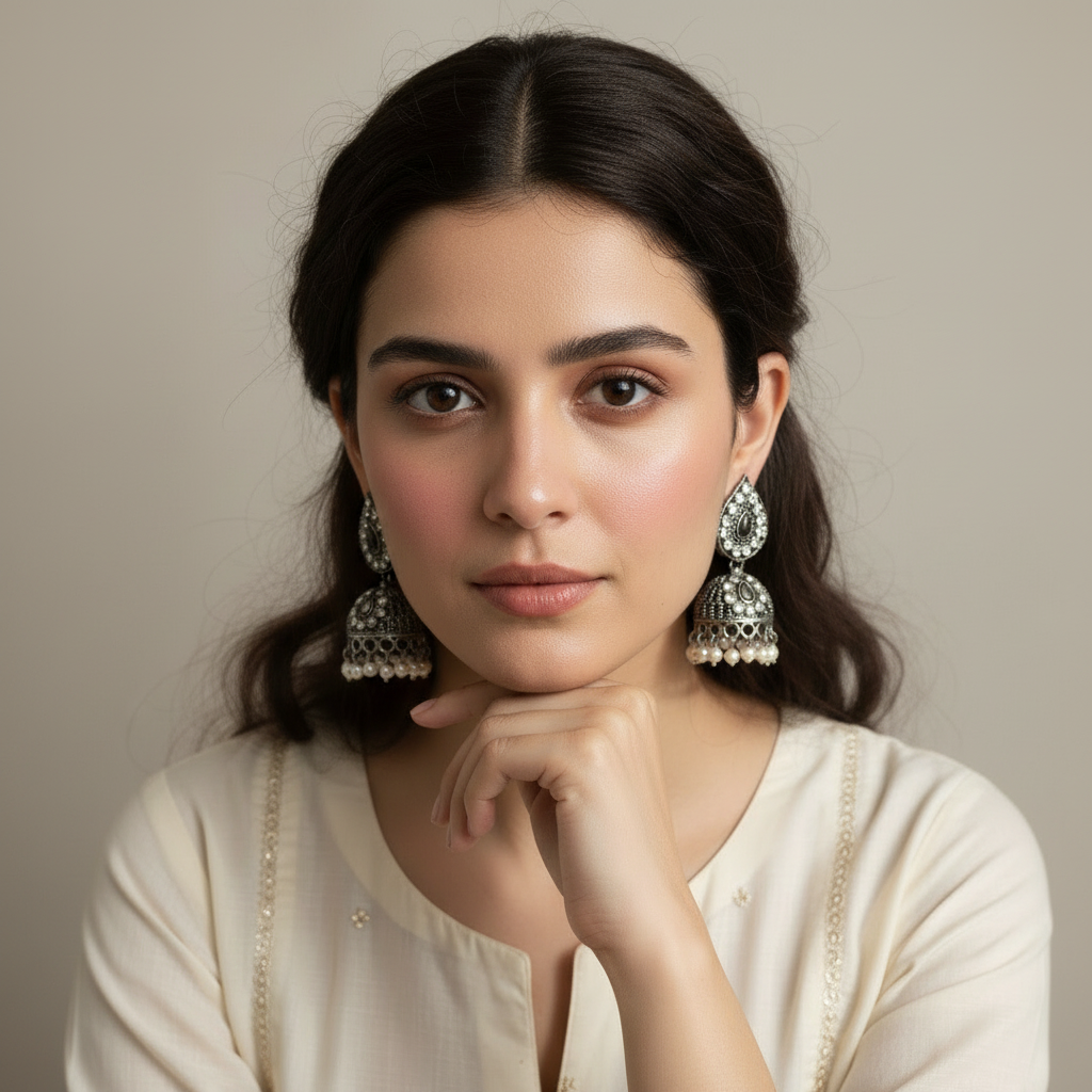 Jhumka Earrings Portrait Square