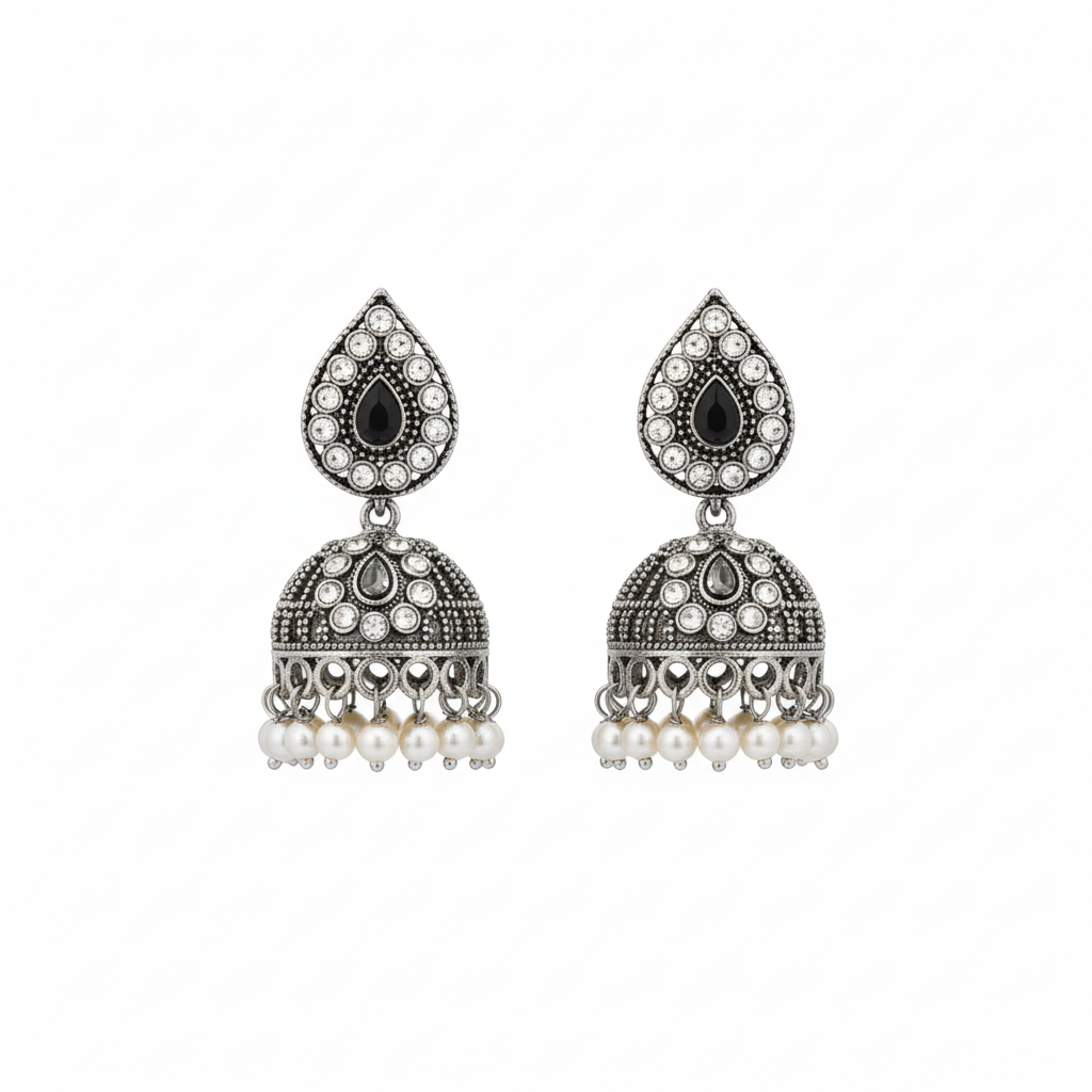 Jhumka Earrings White Background