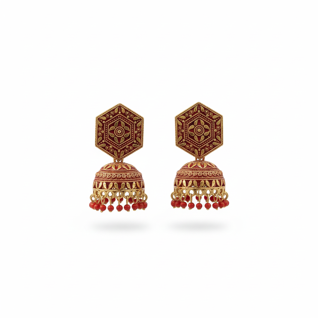 Jhumka Earrings White Background