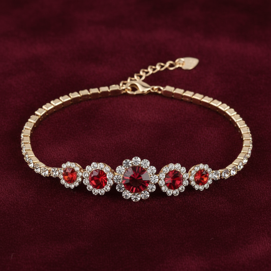 Ruby Crystal Bracelet on Velvet