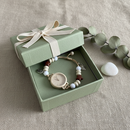 White Beaded Watch Bracelet Gift